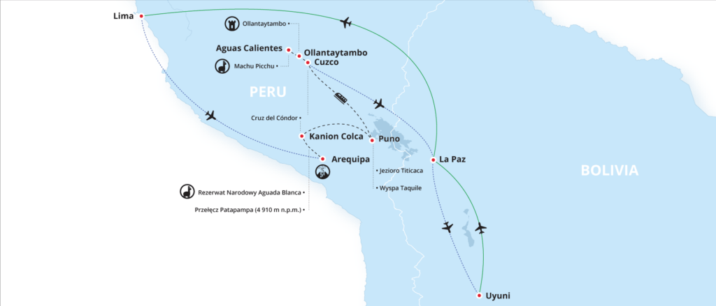 mapka programu Peru i Boliwia